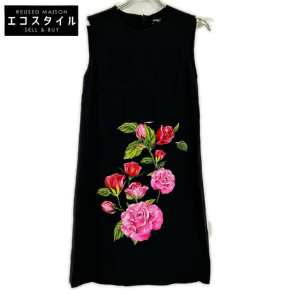 DOLCE&GABBANA ドルチェアンドガッバーナ F6ST0T FSRIF ブラック ローズプリント ドレス ワンピース