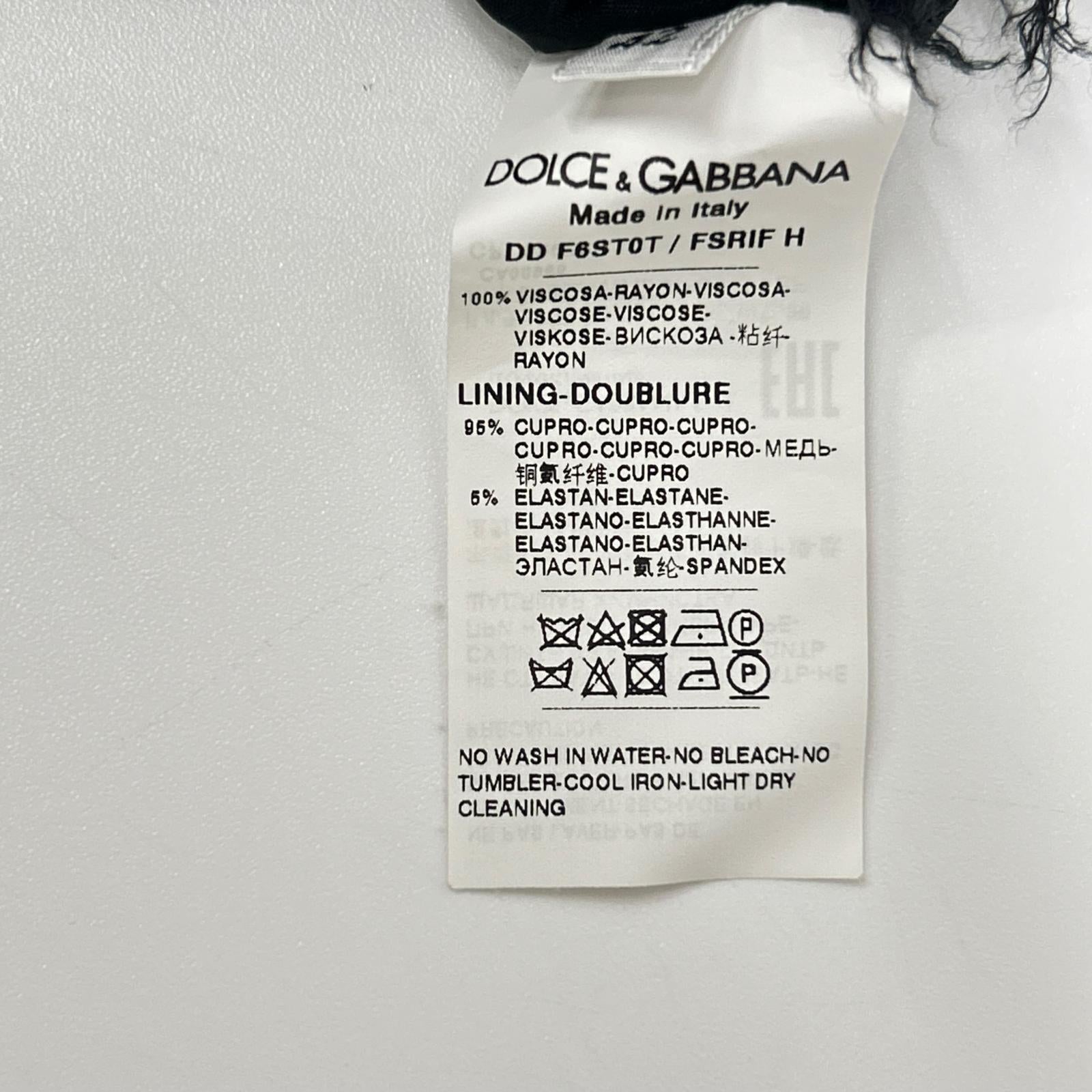 DOLCE&GABBANA ドルチェアンドガッバーナ F6ST0T FSRIF ブラック ローズプリント ドレス ワンピース