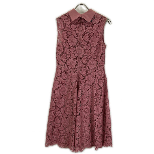 VALENTINO ヴァレンティノ NB3VAEC01EC ピンク レーヨン フラワー コード レース ワンピース ワンピース