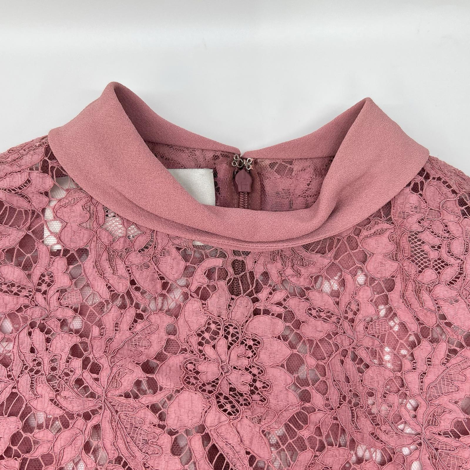 VALENTINO ヴァレンティノ NB3VAEC01EC ピンク レーヨン フラワー コード レース ワンピース ワンピース