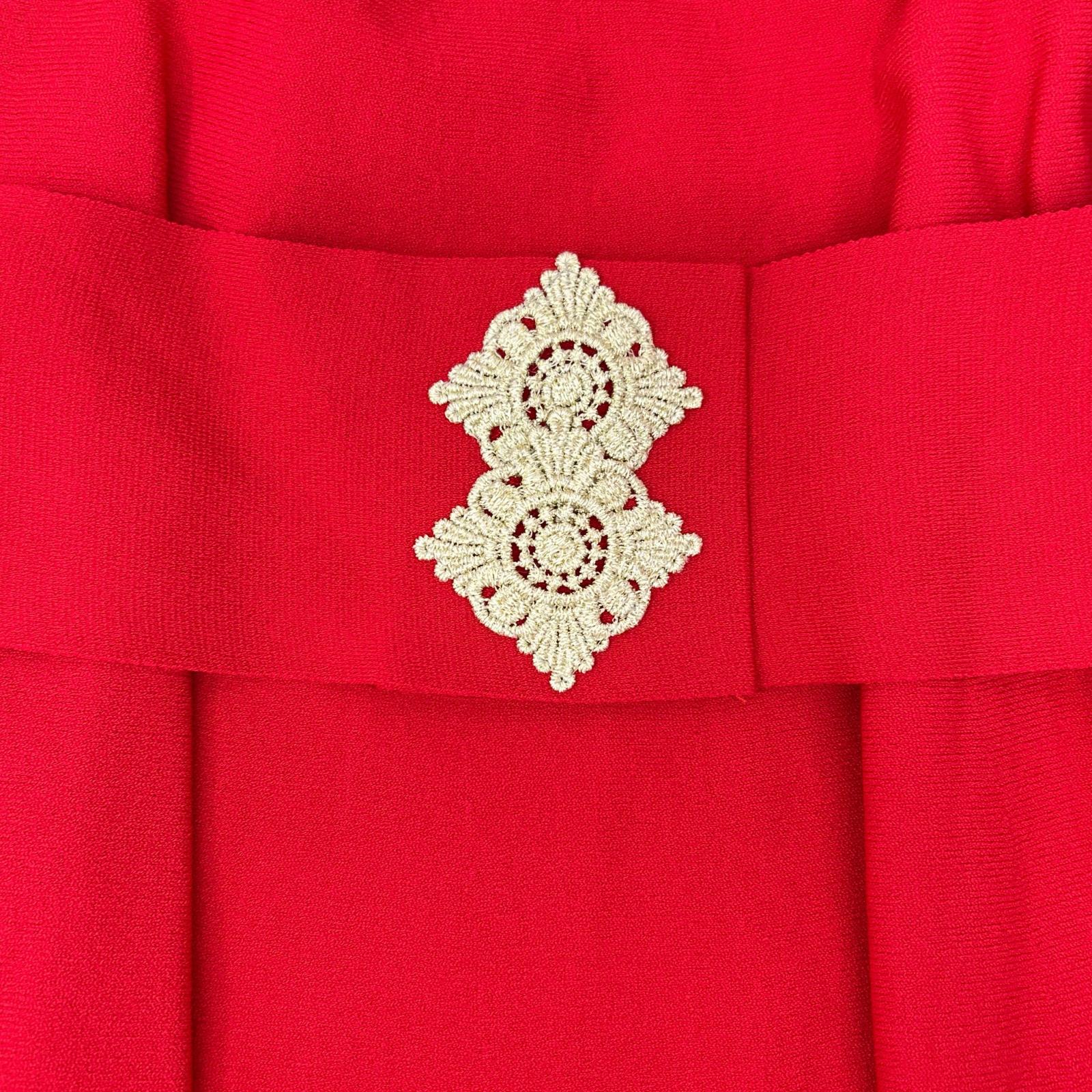 VALENTINO ヴァレンティノ PB0KD060407 レッド Aライン サイドレース ツートーン ニットドレス ワンピース