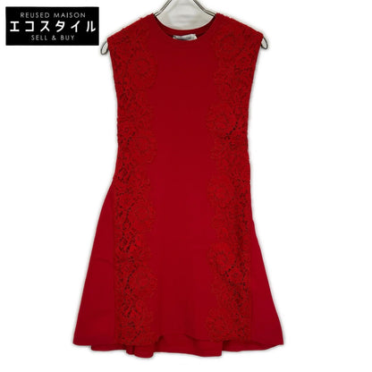 VALENTINO ヴァレンティノ PB0KD060407 レッド Aライン サイドレース ツートーン ニットドレス ワンピース