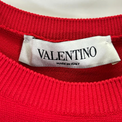 VALENTINO ヴァレンティノ PB0KD060407 レッド Aライン サイドレース ツートーン ニットドレス ワンピース