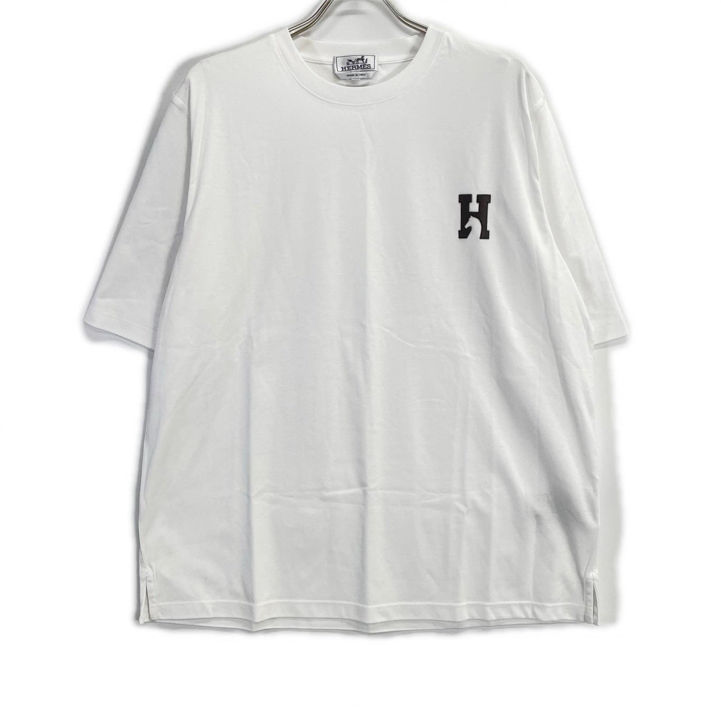 HERMES エルメス ホワイト HCheval レザーミニパッチ Tシャツ トップス