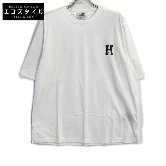HERMES エルメス ホワイト HCheval レザーミニパッチ Tシャツ トップス