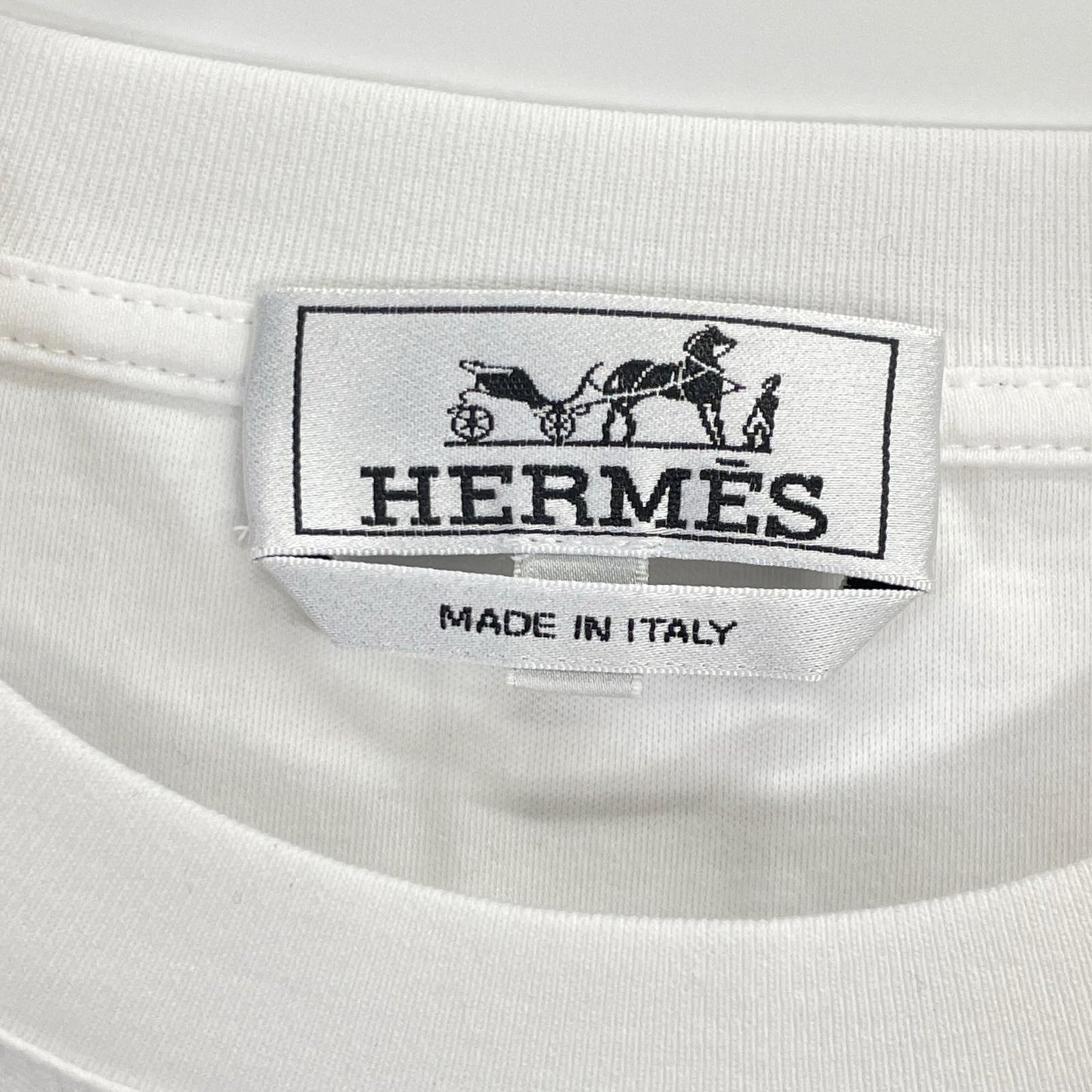 HERMES エルメス ホワイト HCheval レザーミニパッチ Tシャツ トップス