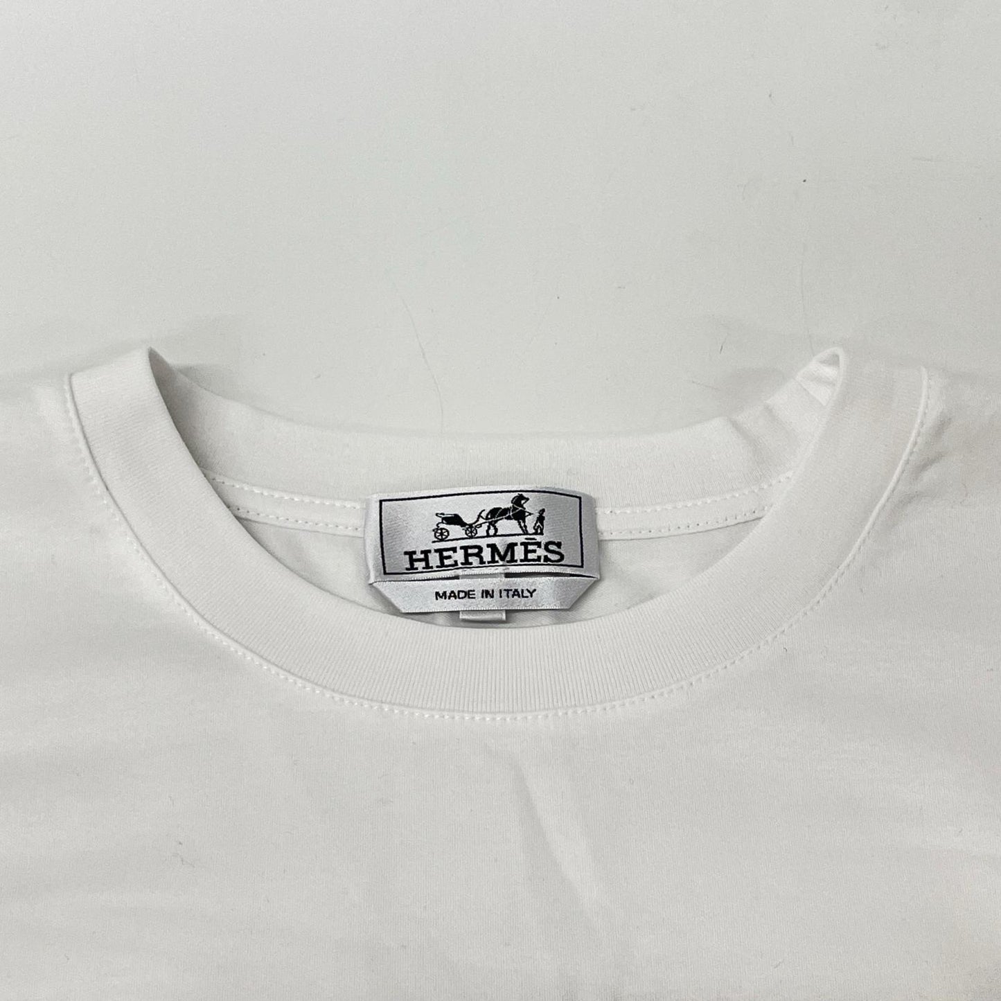 HERMES エルメス ホワイト HCheval レザーミニパッチ Tシャツ トップス
