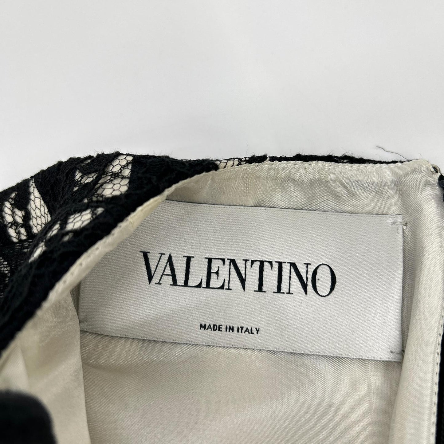 VALENTINO ヴァレンティノ QB2VAID9425 ホワイト シルク ストライプ レース ドレス ワンピース