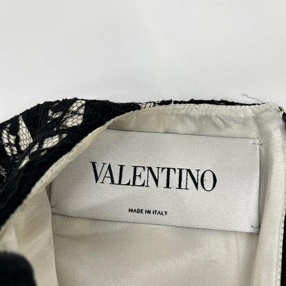 VALENTINO ヴァレンティノ QB2VAID9425 ホワイト シルク ストライプ レース ドレス ワンピース