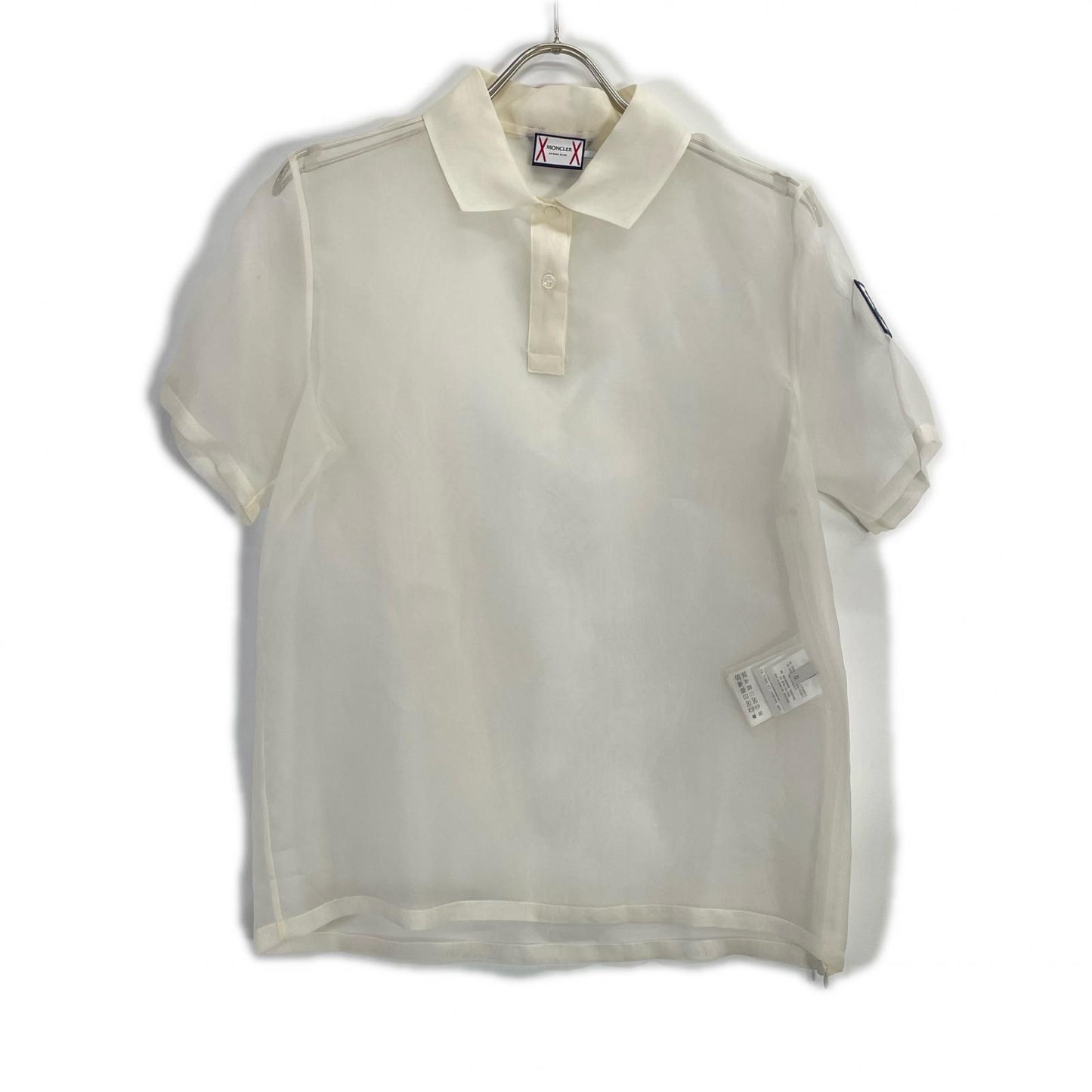 MONCLER モンクレール CAMICIA ホワイト ガムブルー シアー ポロシャツ トップス