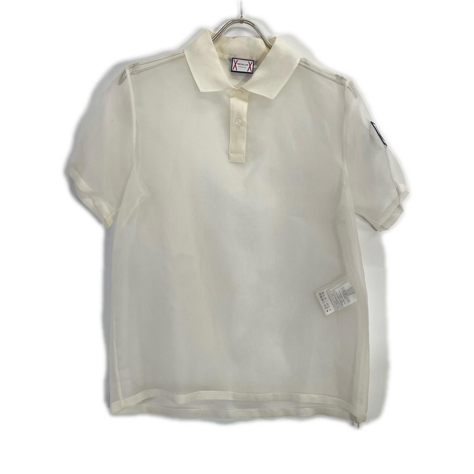 MONCLER モンクレール CAMICIA ホワイト ガムブルー シアー ポロシャツ トップス