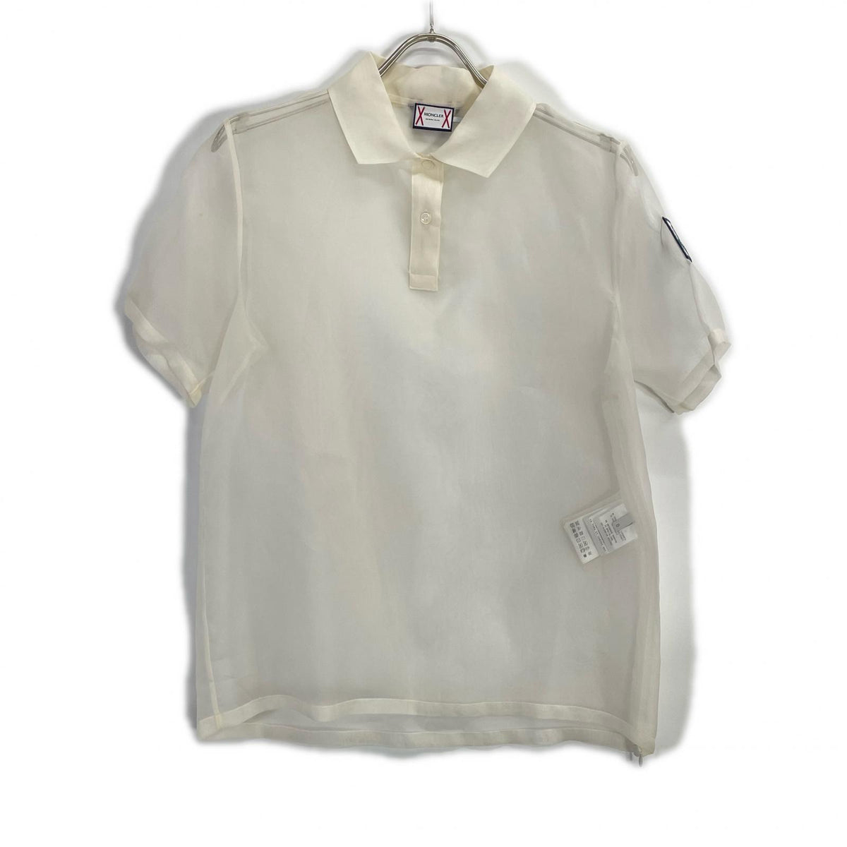 MONCLER モンクレール CAMICIA ホワイト ガムブルー シアー ポロシャツ トップス