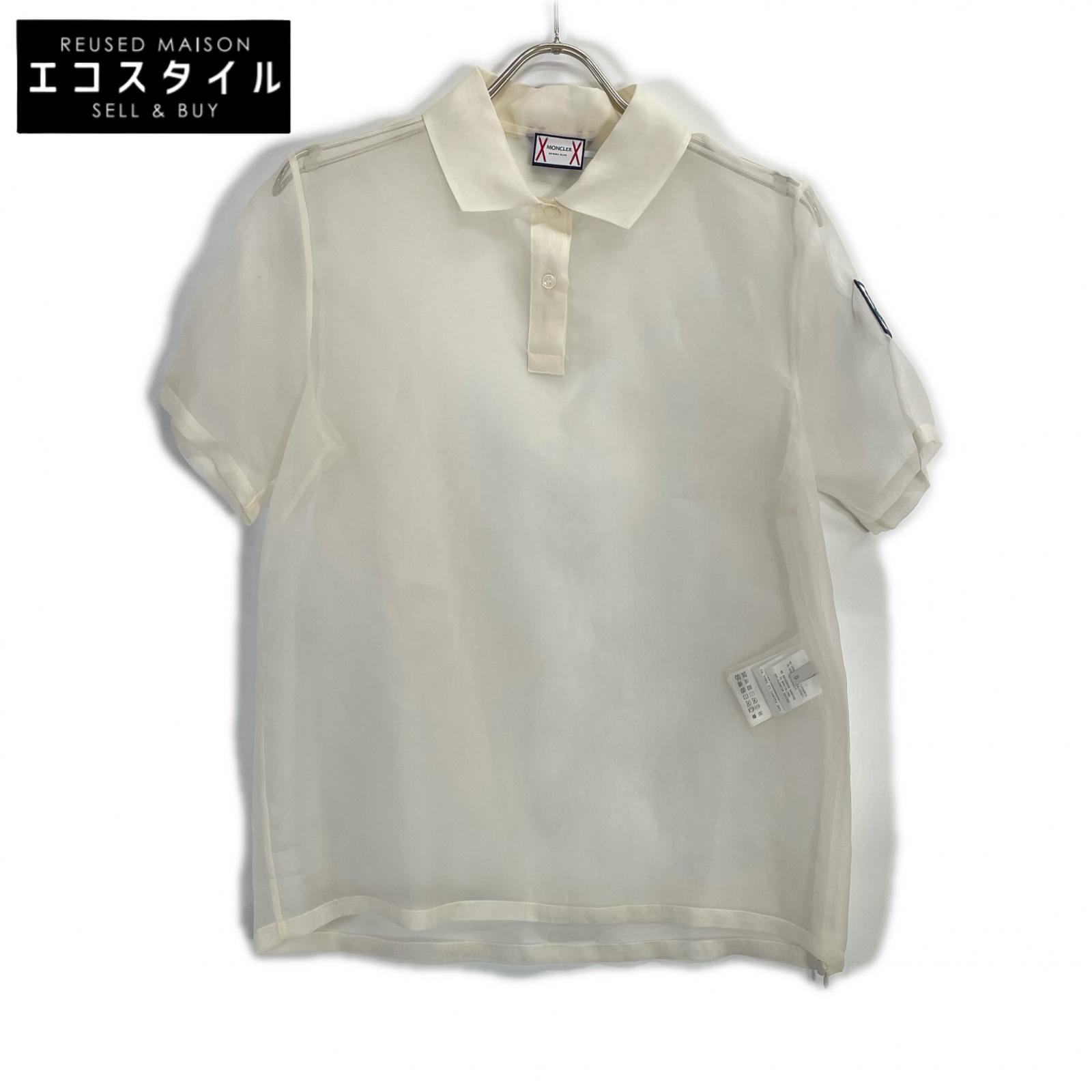 MONCLER モンクレール CAMICIA ホワイト ガムブルー シアー ポロシャツ トップス