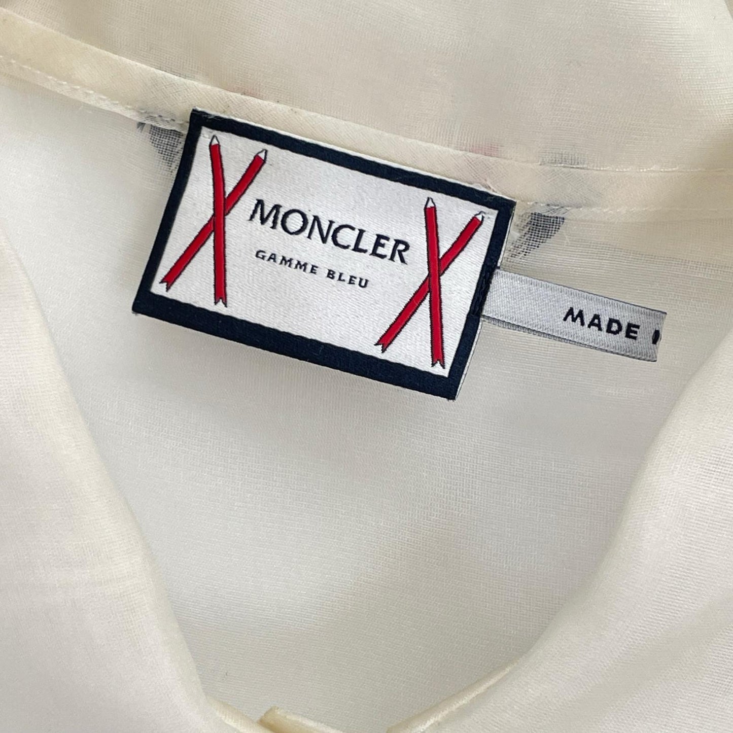 MONCLER モンクレール CAMICIA ホワイト ガムブルー シアー ポロシャツ トップス