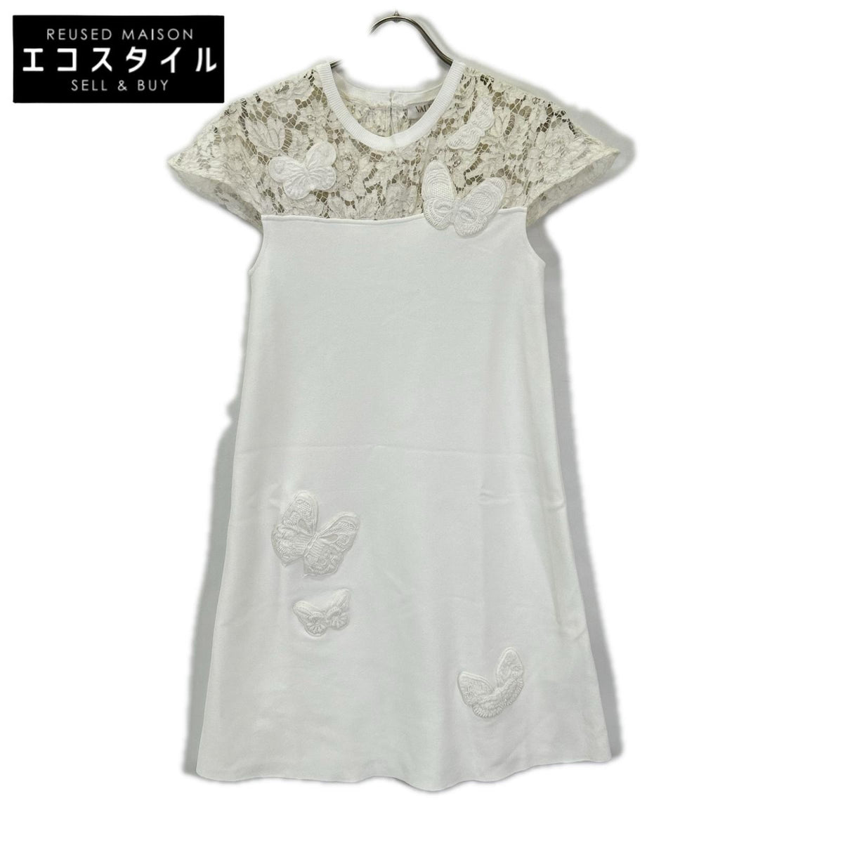 VALENTINO ヴァレンティノ MB3KD045338 ホワイト バタフライ ヘビーレース ドレス ワンピース