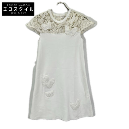 VALENTINO ヴァレンティノ MB3KD045338 ホワイト バタフライ ヘビーレース ドレス ワンピース