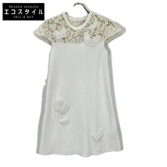 VALENTINO ヴァレンティノ MB3KD045338 ホワイト バタフライ ヘビーレース ドレス ワンピース