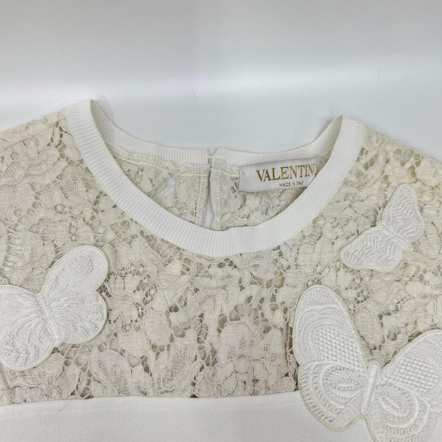 VALENTINO ヴァレンティノ MB3KD045338 ホワイト バタフライ ヘビーレース ドレス ワンピース