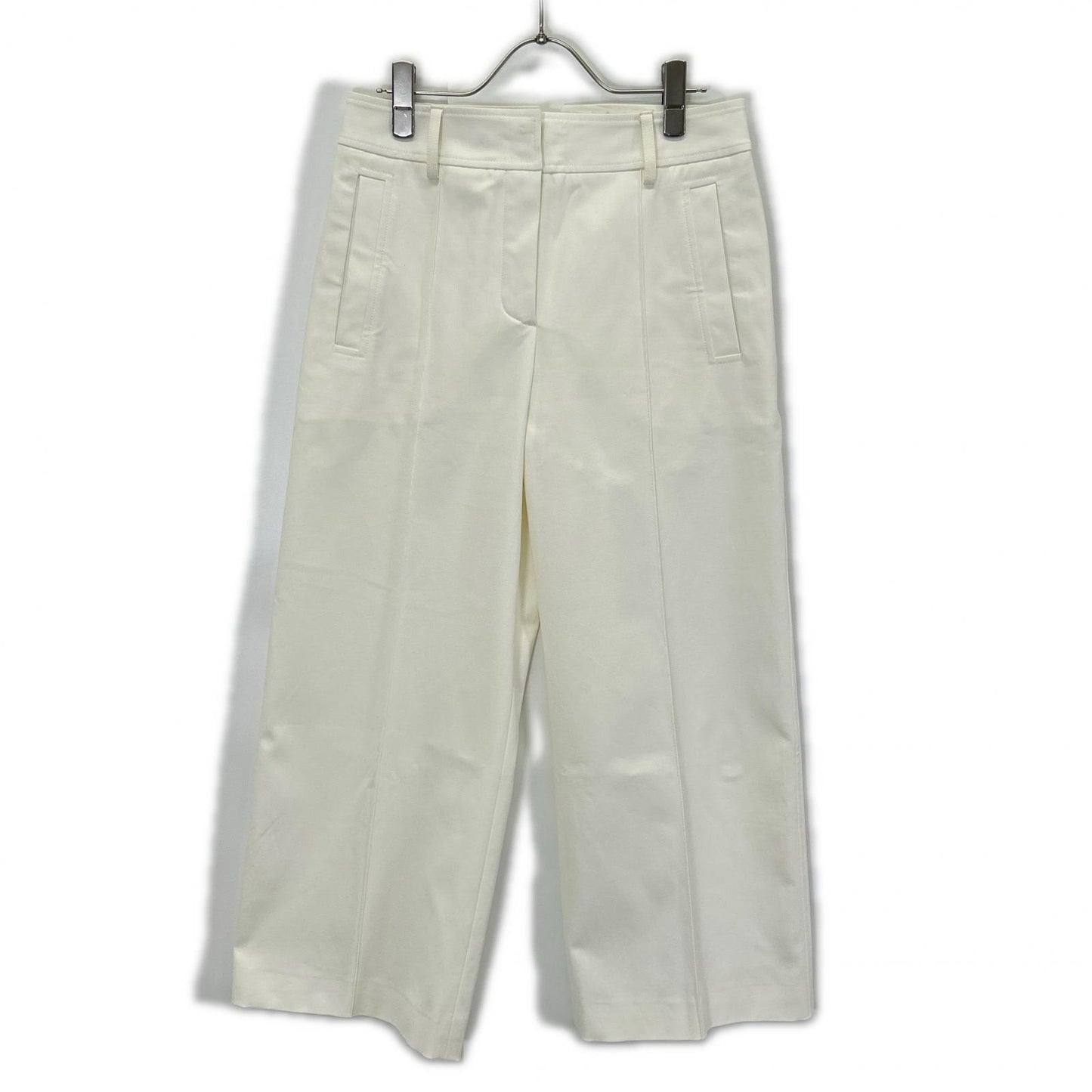 HERMES エルメス 0404DQ ホワイト ステッチ クロップドパンツ ボトムス