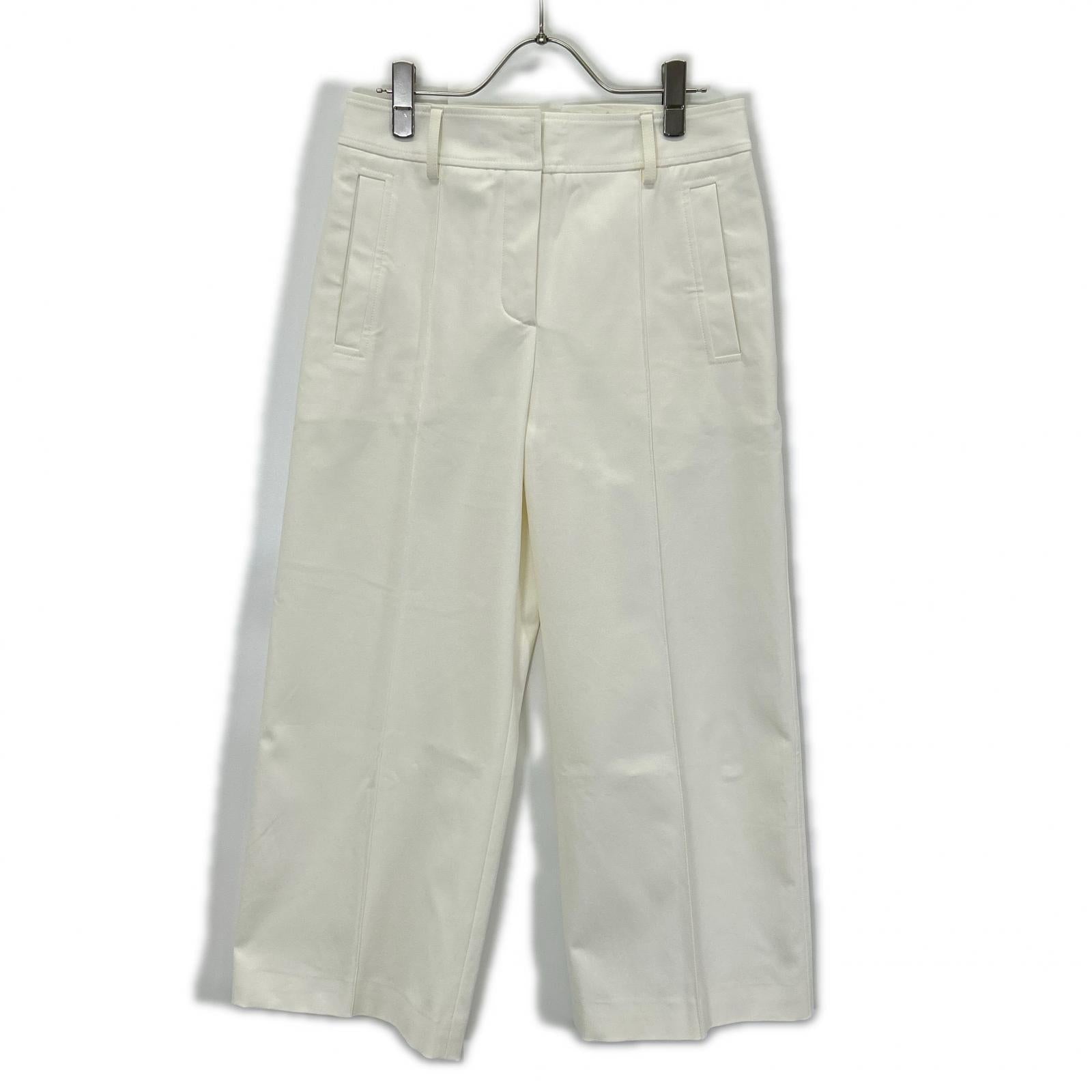 HERMES エルメス 0404DQ ホワイト ステッチ クロップドパンツ ボトムス