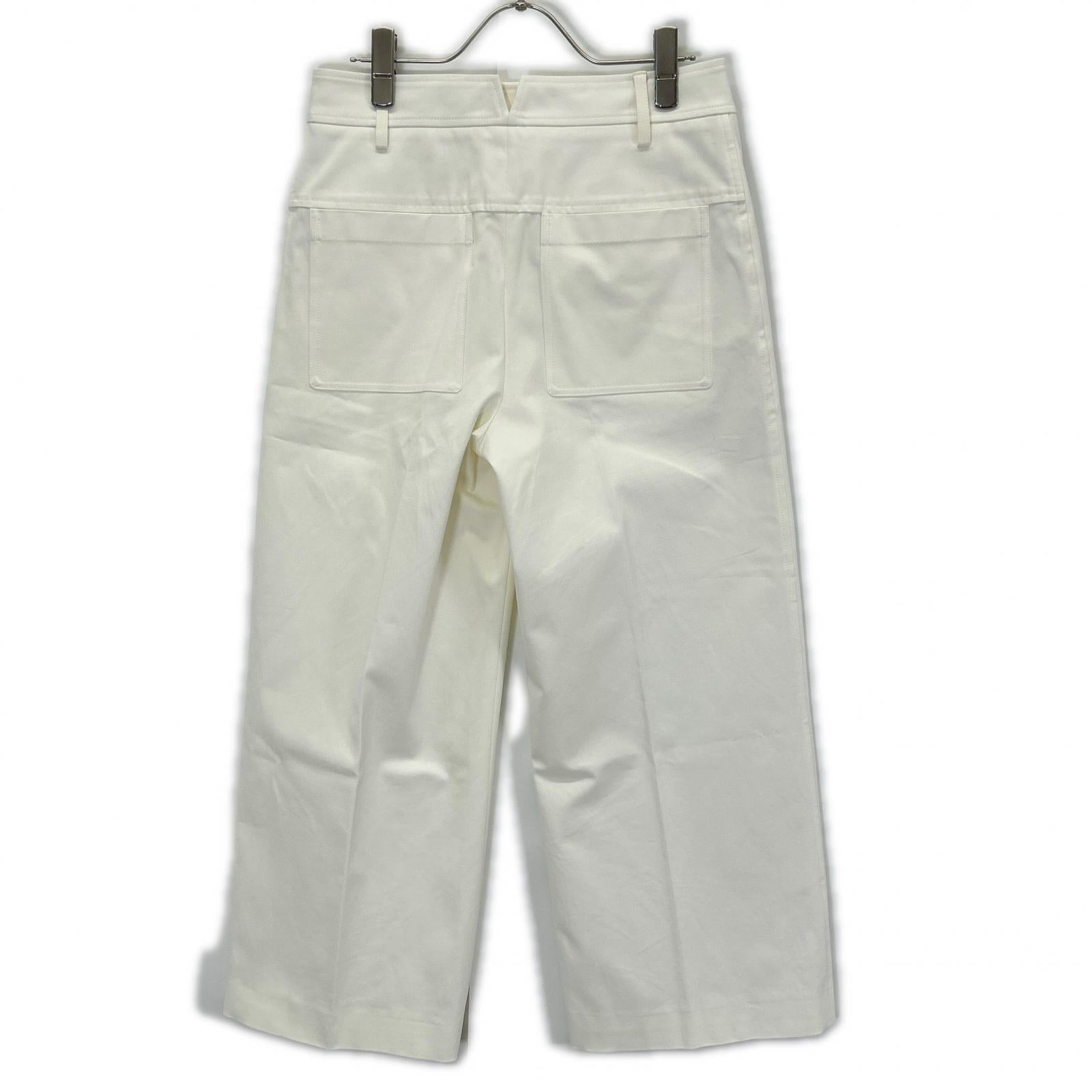 HERMES エルメス 0404DQ ホワイト ステッチ クロップドパンツ ボトムス