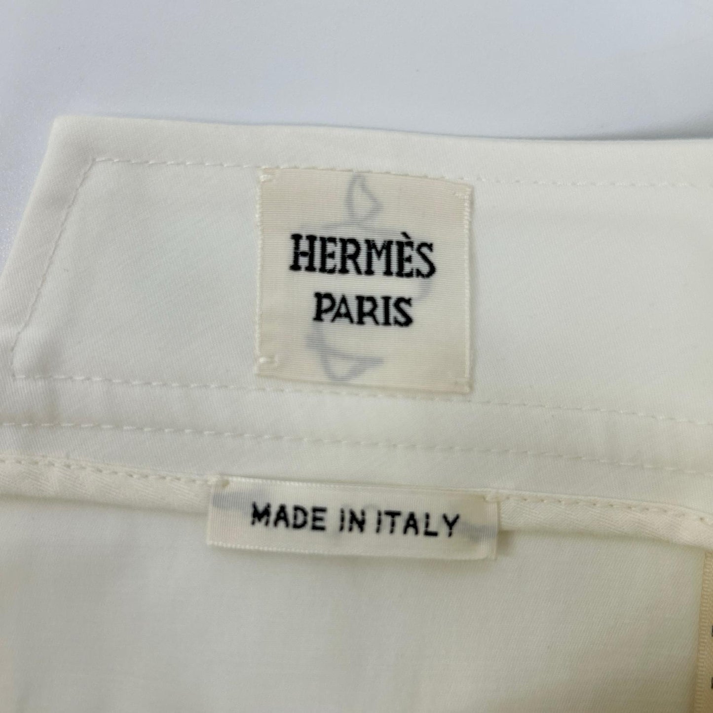 HERMES エルメス 0404DQ ホワイト ステッチ クロップドパンツ ボトムス