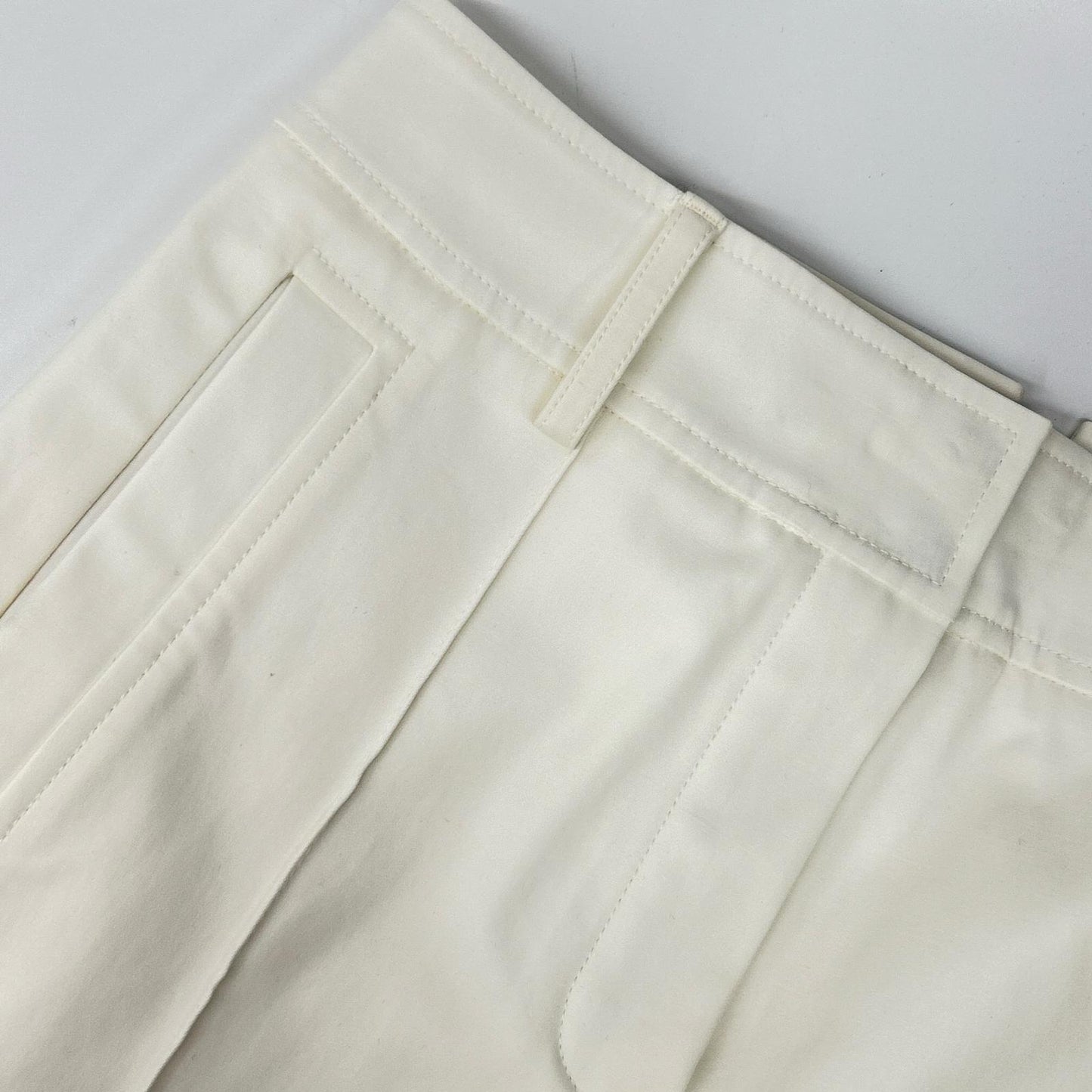HERMES エルメス 0404DQ ホワイト ステッチ クロップドパンツ ボトムス