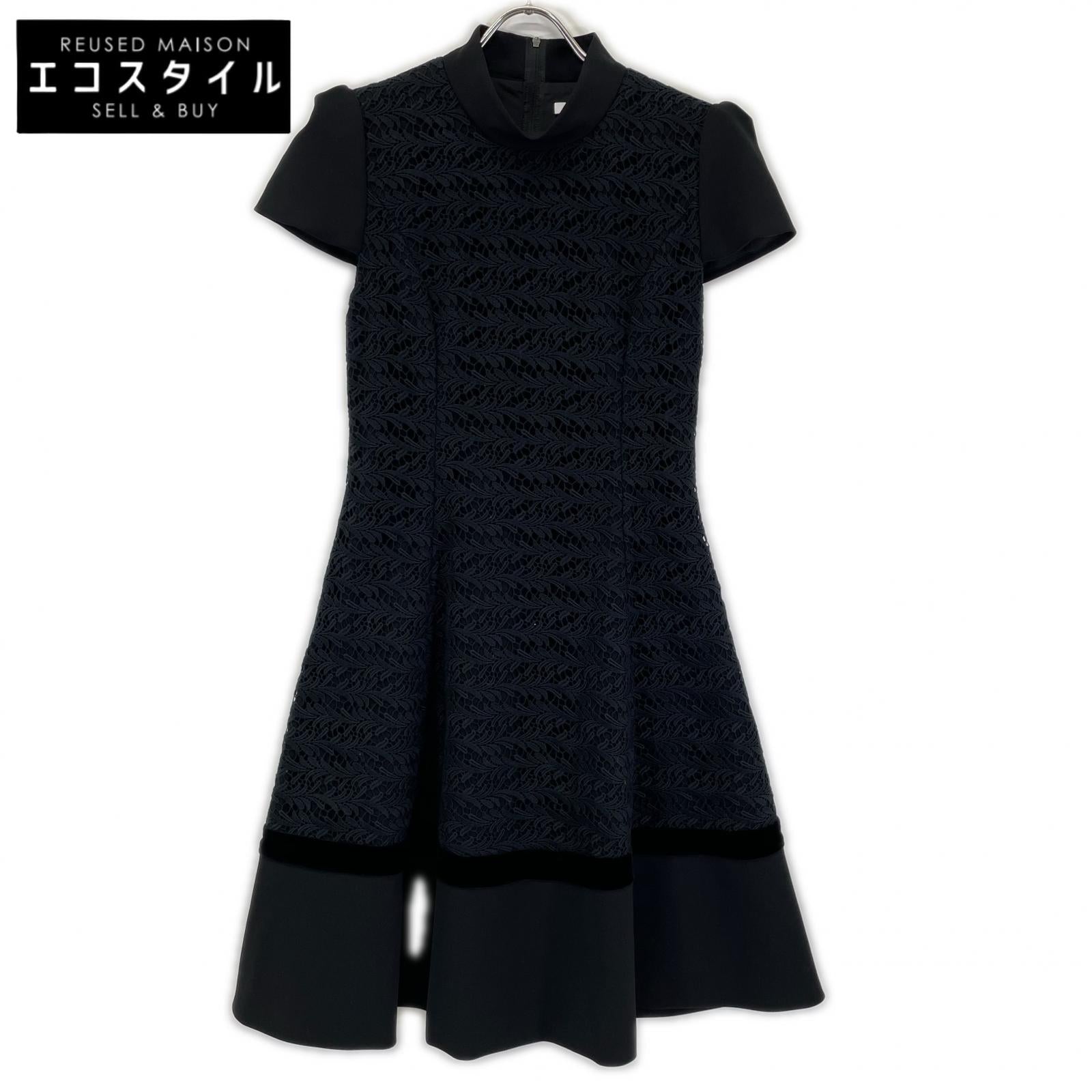 FOXEY NEW YORK フォクシーニューヨーク 37724 17年 ブラック カットワーク レース ワンピース ワンピース
