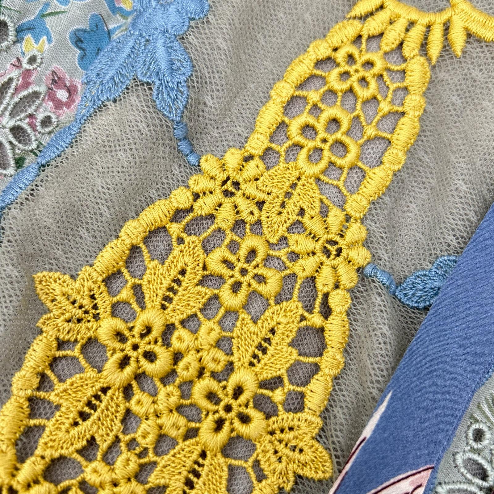 VALENTINO ヴァレンティノ KB3VA7862G7 ブルー 刺繍入り 白鳥 ミディドレス ワンピース ワンピース