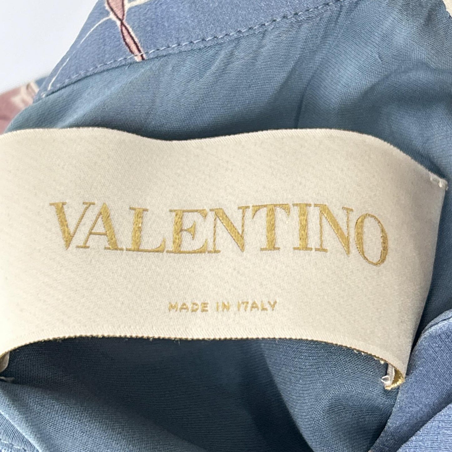 VALENTINO ヴァレンティノ KB3VA7862G7 ブルー 刺繍入り 白鳥 ミディドレス ワンピース ワンピース