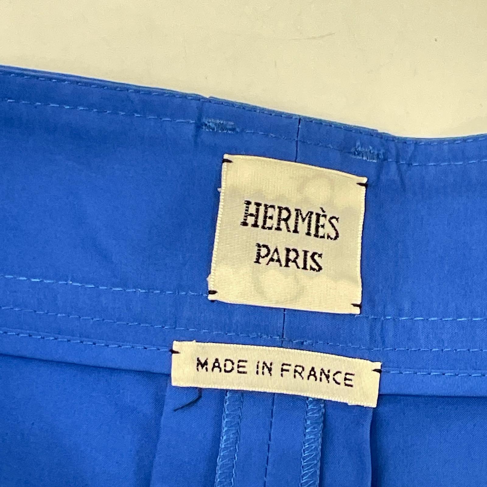 HERMES エルメス 18SS ブルー サイドボタン キュロット パンツ ボトムス
