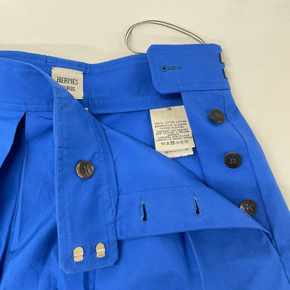 HERMES エルメス 18SS ブルー サイドボタン キュロット パンツ ボトムス