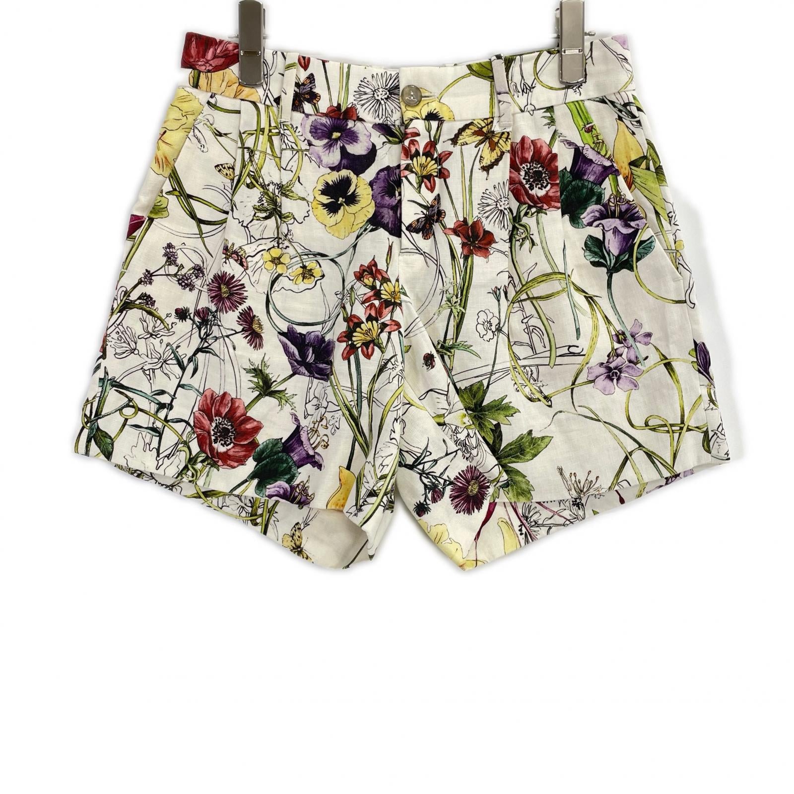GUCCI グッチ 307515 ZY516 アイボリー リネン フローラル ショートパンツ ボトムス