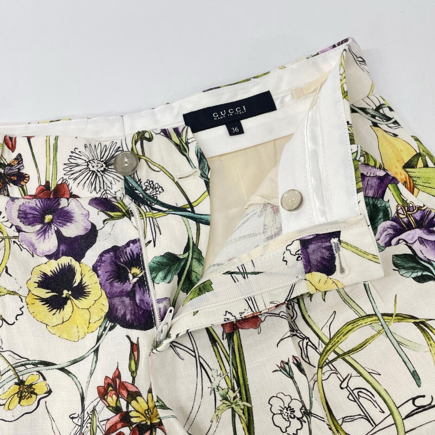 GUCCI グッチ 307515 ZY516 アイボリー リネン フローラル ショートパンツ ボトムス