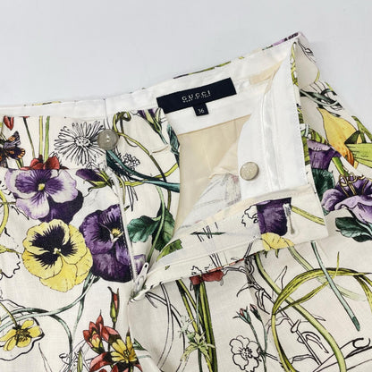 GUCCI グッチ 307515 ZY516 アイボリー リネン フローラル ショートパンツ ボトムス