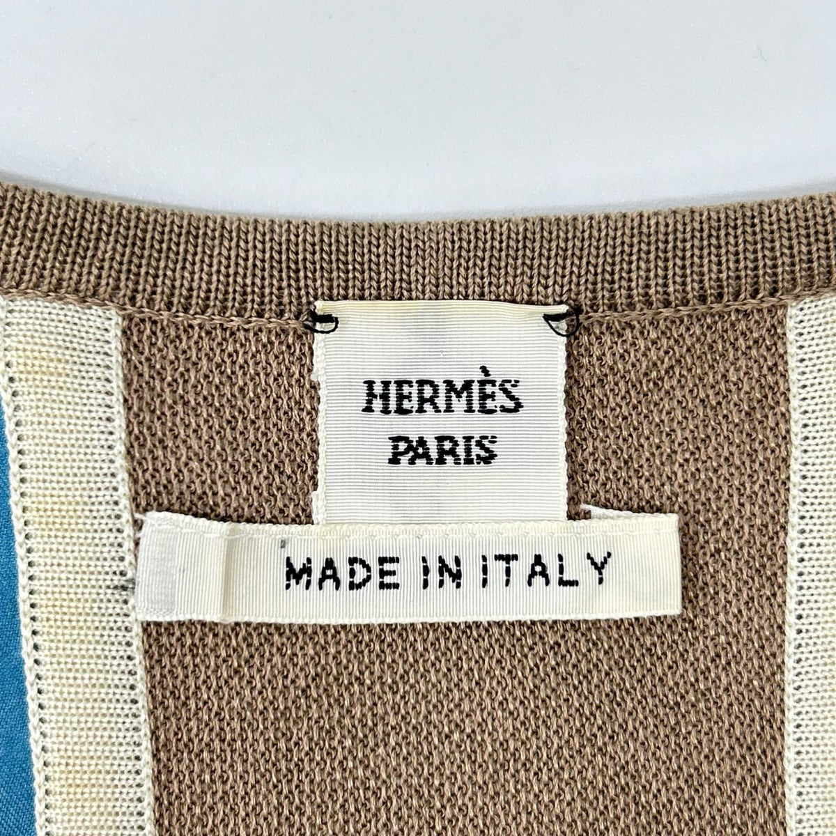 HERMES エルメス 19SS シルクプリント ニット切替 Vネック トップス トップス