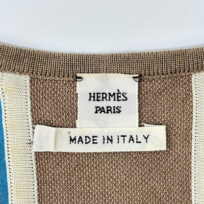 HERMES エルメス 19SS シルクプリント ニット切替 Vネック トップス トップス