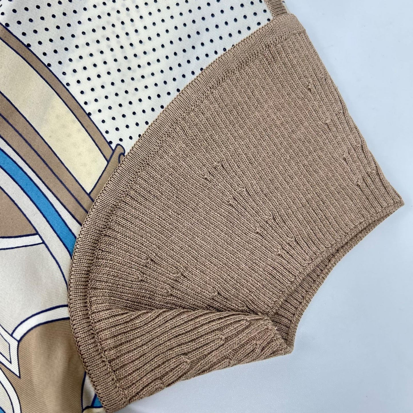 HERMES エルメス 19SS シルクプリント ニット切替 Vネック トップス トップス