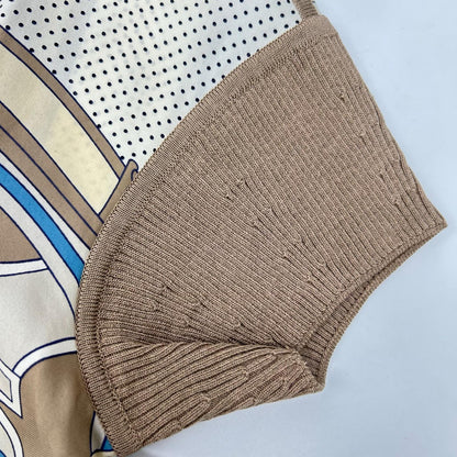 HERMES エルメス 19SS シルクプリント ニット切替 Vネック トップス トップス