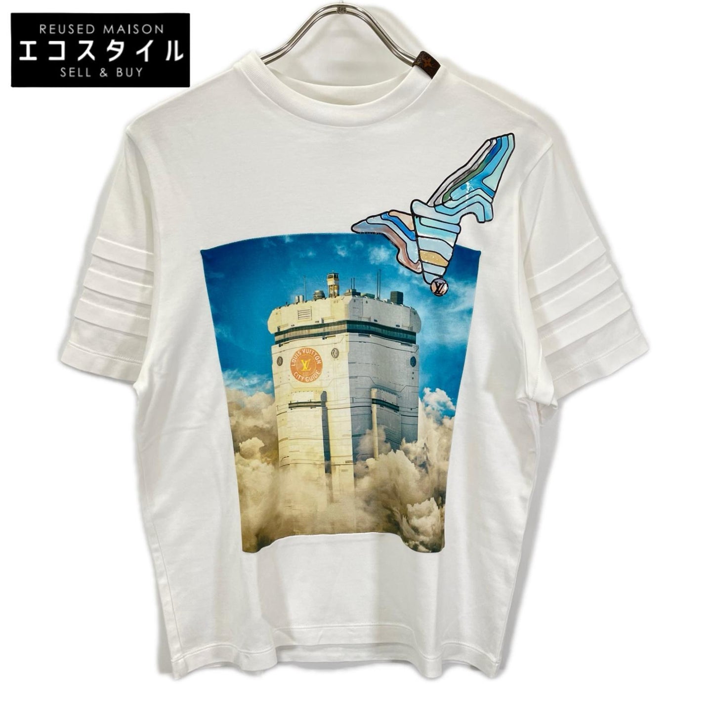 LOUIS VUITTON ルイヴィトン FGTB95JG2 ホワイト プリントテッド ウィズジェルパッチ 半袖Tシャツ トップス