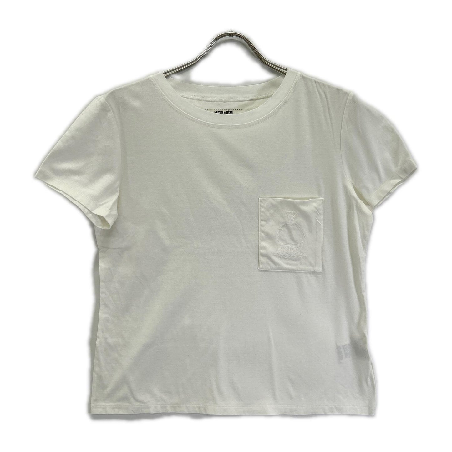 HERMES エルメス 23SS ホワイト 刺繍ポケット 半袖Tシャツ トップス