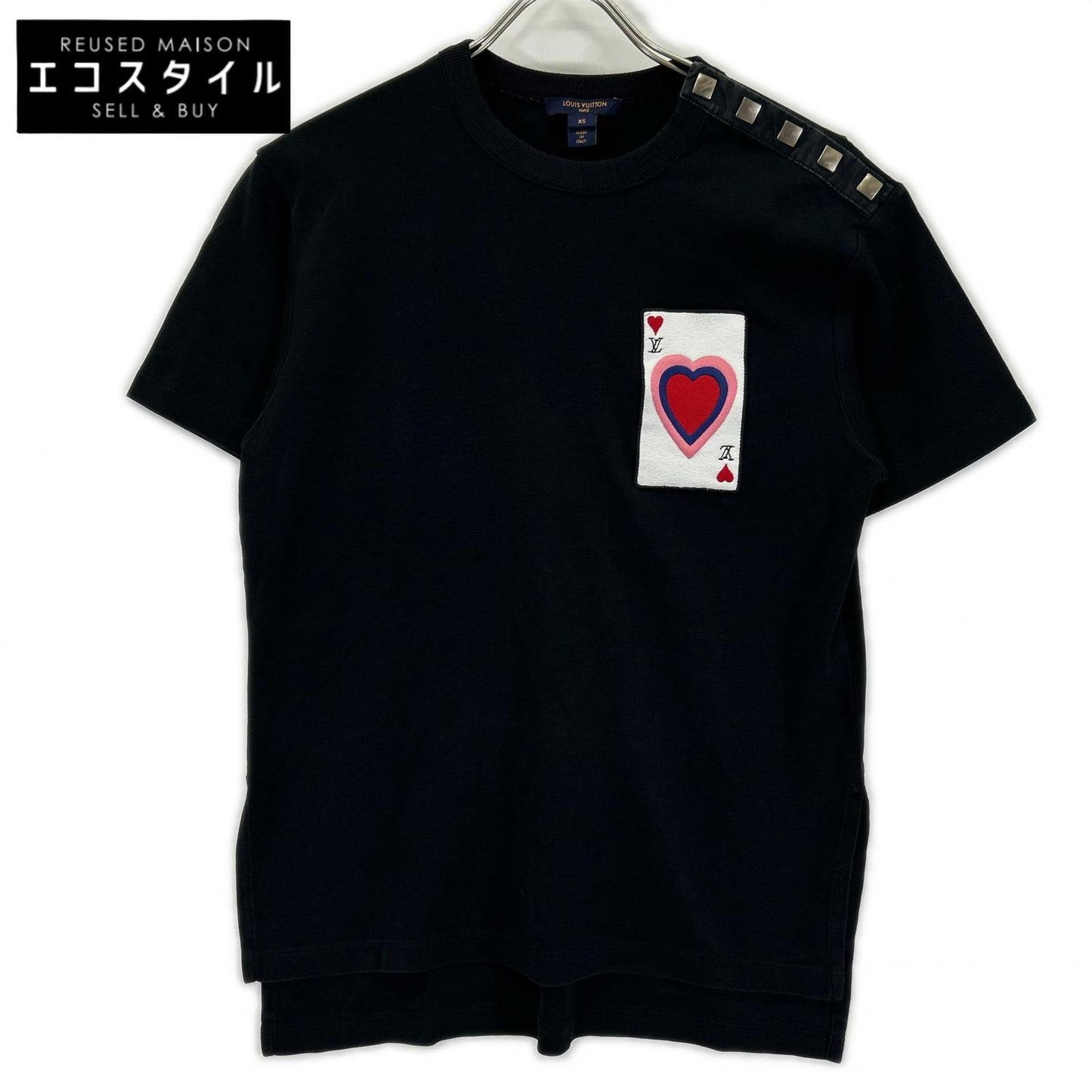 LOUIS VUITTON ルイヴィトン RW211A UOL FKLS99 トランプ刺繍 ショルダーパッチ Tシャツ トップス
