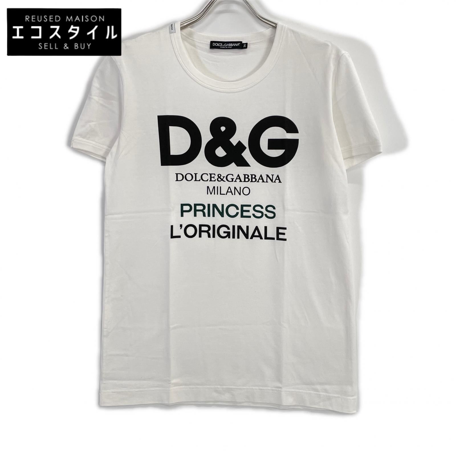DOLCE&GABBANA ドルチェアンドガッバーナ F8J32T HP75Y ホワイト D&G L'Originale プリントTシャツ トップス