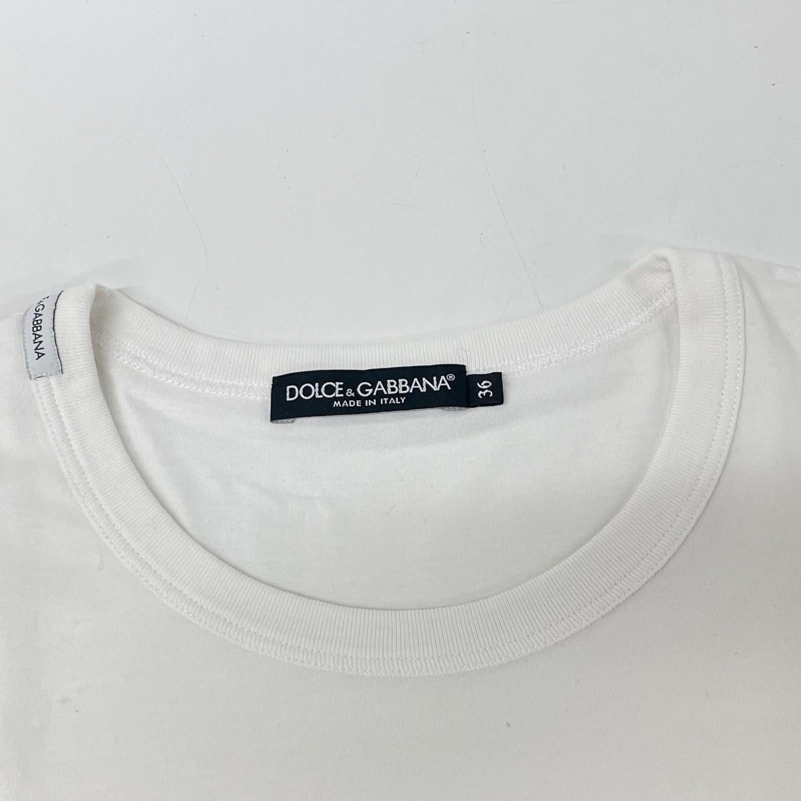 DOLCE&GABBANA ドルチェアンドガッバーナ F8J32T HP75Y ホワイト D&G L'Originale プリントTシャツ トップス