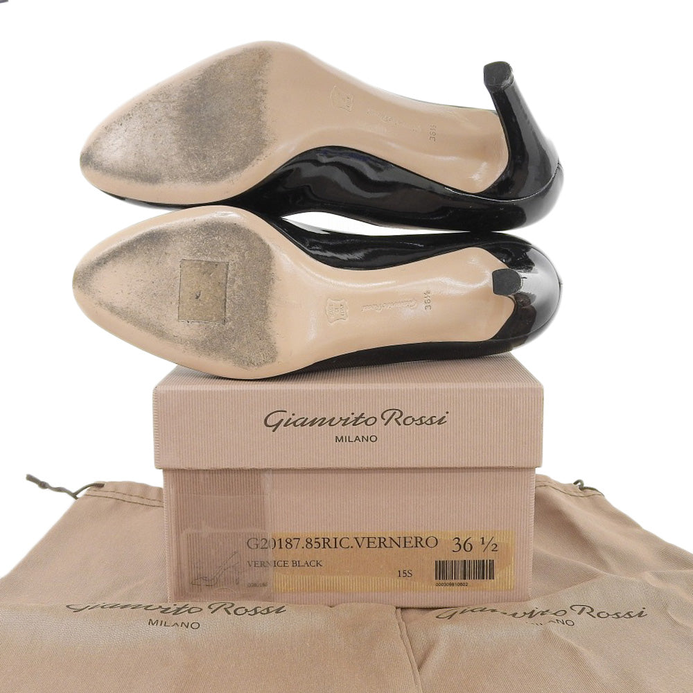 GIANVITOROSSI ジャンヴィトロッシ VERNERO ラウンドトゥ パテント パンプス シューズ レディース ブラック 36 1/2 G20187 シューズ