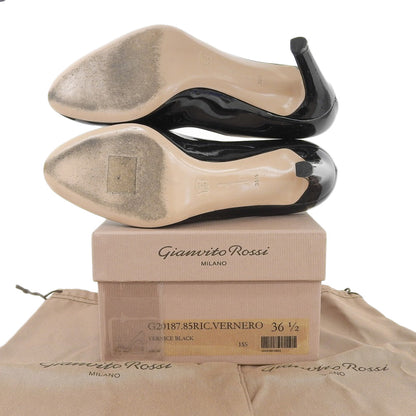 GIANVITOROSSI ジャンヴィトロッシ VERNERO ラウンドトゥ パテント パンプス シューズ レディース ブラック 36 1/2 G20187 シューズ