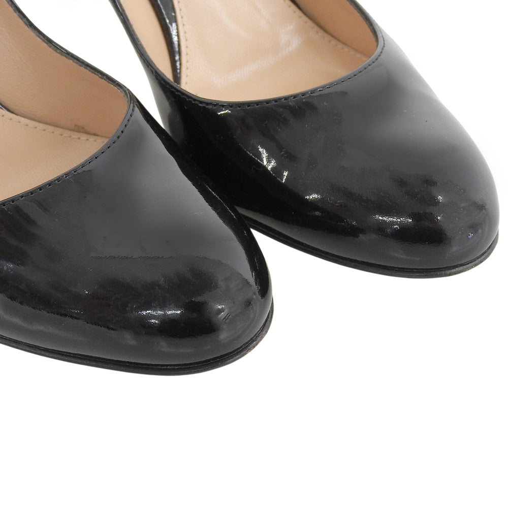 GIANVITOROSSI ジャンヴィトロッシ VERNERO ラウンドトゥ パテント パンプス シューズ レディース ブラック 36 1/2 G20187 シューズ