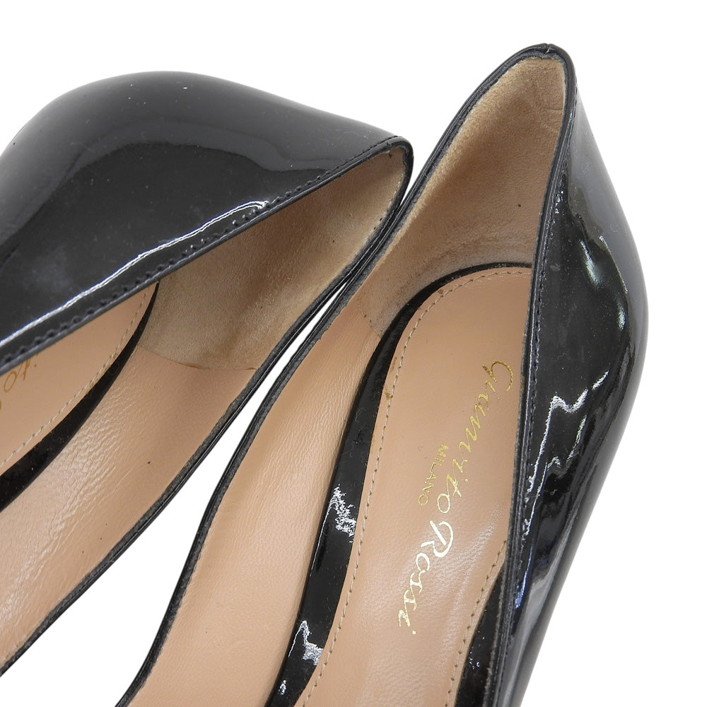 GIANVITOROSSI ジャンヴィトロッシ VERNERO ラウンドトゥ パテント パンプス シューズ レディース ブラック 36 1/2 G20187 シューズ