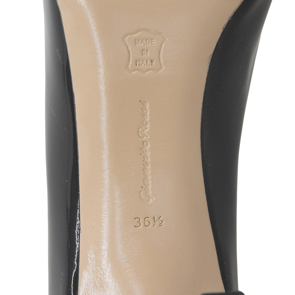 GIANVITOROSSI ジャンヴィトロッシ VERNERO ラウンドトゥ パテント パンプス シューズ レディース ブラック 36 1/2 G20187 シューズ