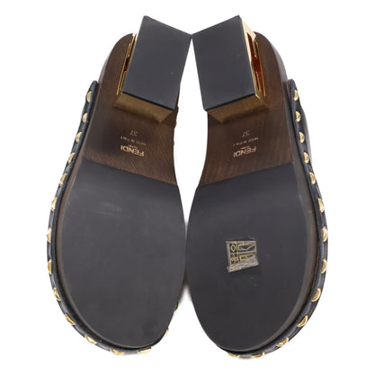FENDI フェンディ 【美品】スムースレザー スタッズ クロッグ サンダル シューズ